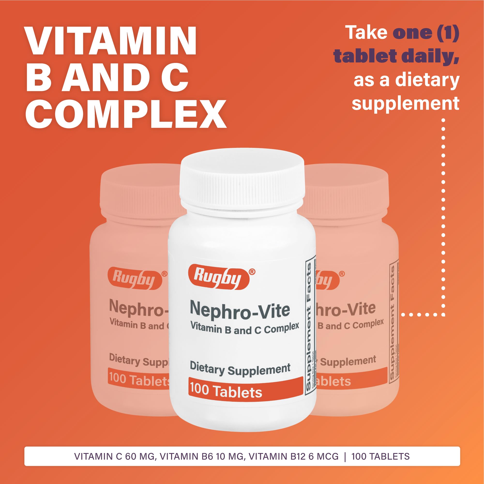 Nephro-Vite Tablets, 100 Count Per Bottle (3 Pack)